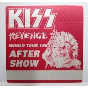 Kiss Revenge World Tour Backstage Pass 1992 Hard Rock Glam Vintage Cloth Red
